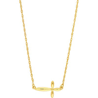 Olas d'Oro - 14K Yellow Gold Puffy East West Cross Pendant Necklace