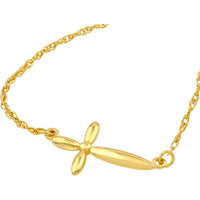 Olas d'Oro - 14K Yellow Gold Puffy East West Cross Pendant Necklace