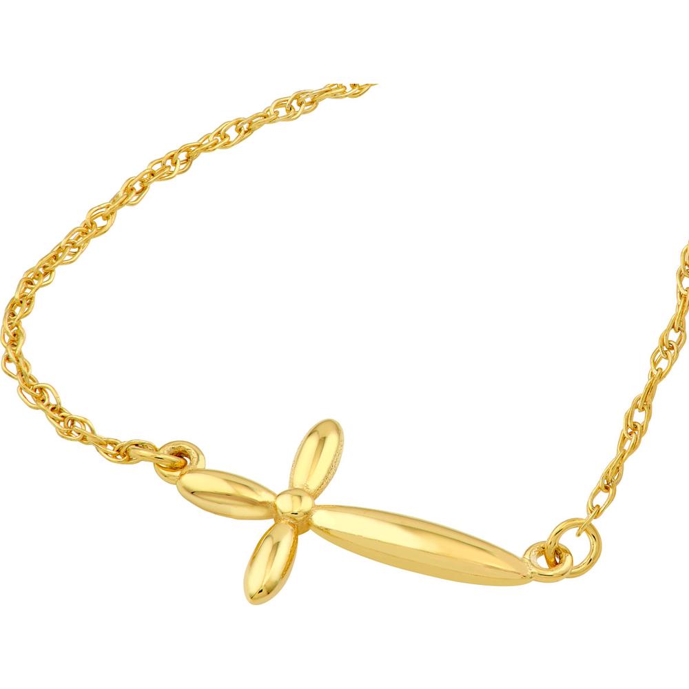 Olas d'Oro - 14K Yellow Gold Puffy East West Cross Pendant Necklace
