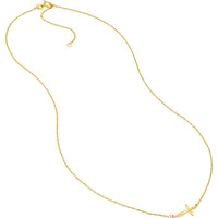 Olas d'Oro - 14K Yellow Gold Puffy East West Cross Pendant Necklace