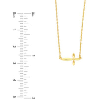 Olas d'Oro - 14K Yellow Gold Puffy East West Cross Pendant Necklace