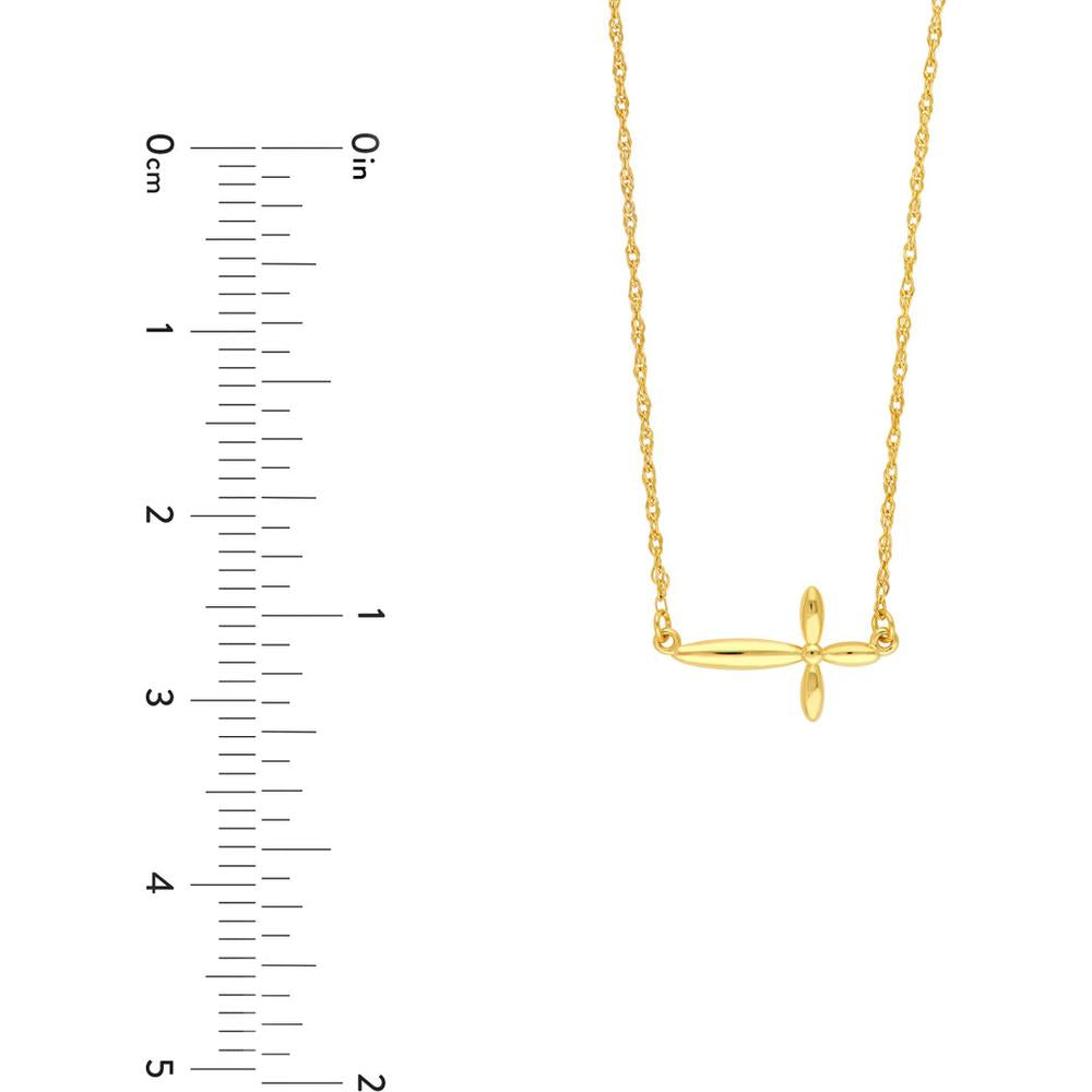 Olas d'Oro - 14K Yellow Gold Puffy East West Cross Pendant Necklace