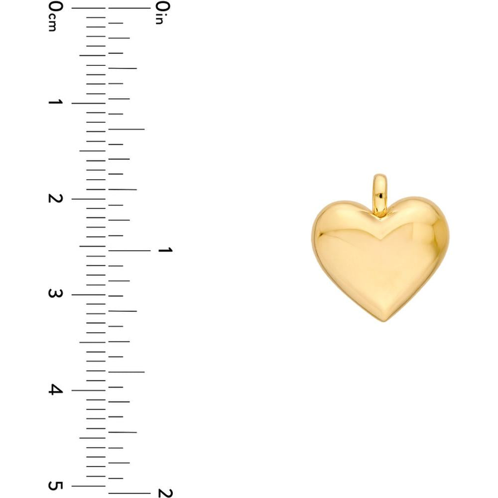 Olas d'Oro - 14K Yellow Gold Puffy Heart Charm Pendant - 1.75 Grams Weight