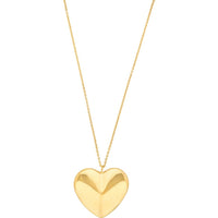 Olas d'Oro - 14K Yellow Gold Puffy Heart Pendant Necklace 18 Inches with Lobster Clasp