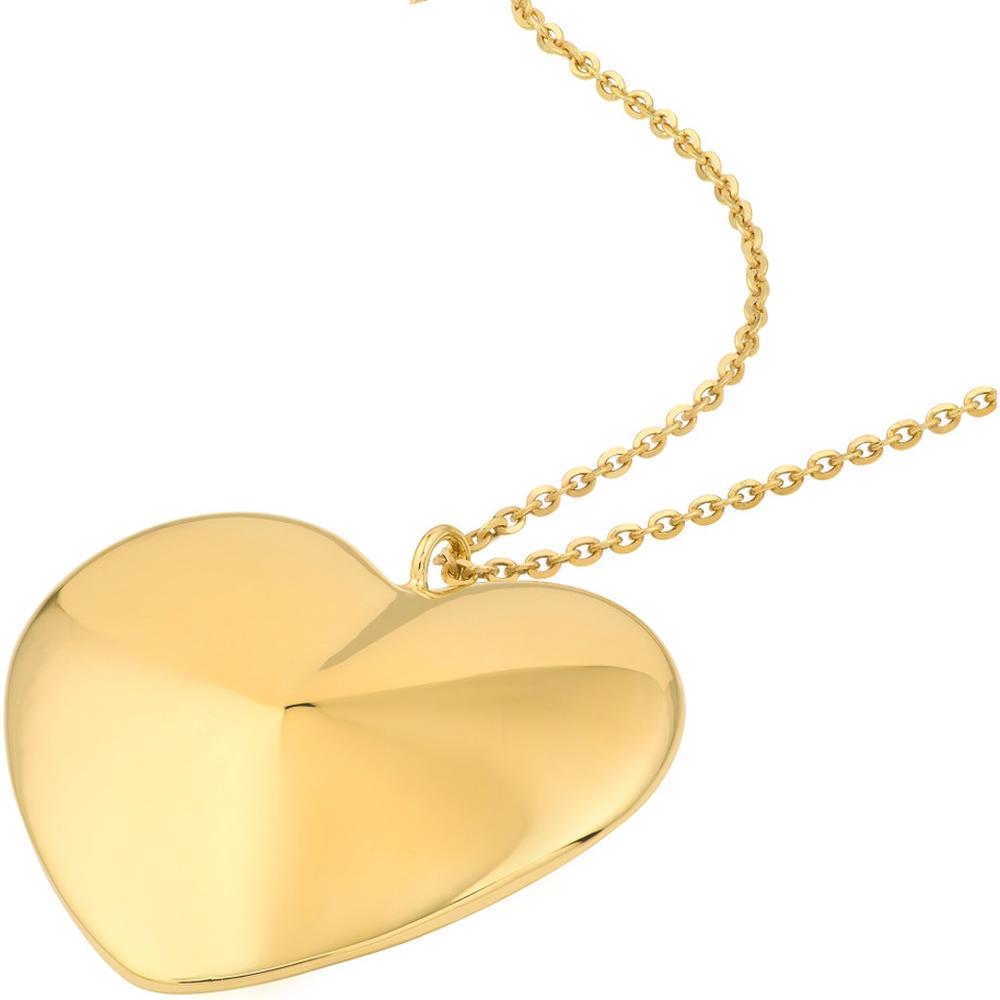 Olas d'Oro - 14K Yellow Gold Puffy Heart Pendant Necklace 18 Inches with Lobster Clasp