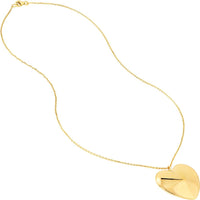 Olas d'Oro - 14K Yellow Gold Puffy Heart Pendant Necklace 18 Inches with Lobster Clasp