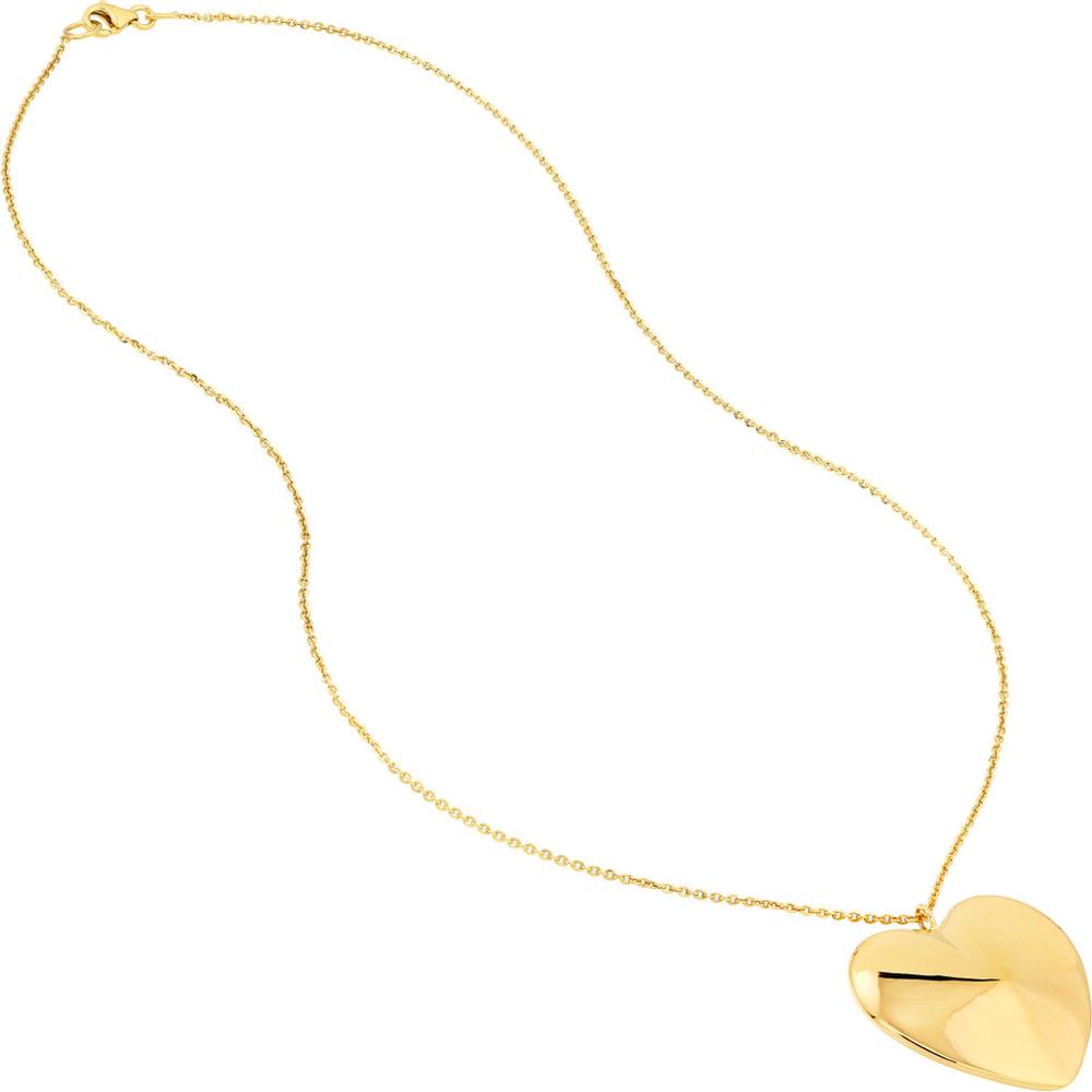 Olas d'Oro - 14K Yellow Gold Puffy Heart Pendant Necklace 18 Inches with Lobster Clasp
