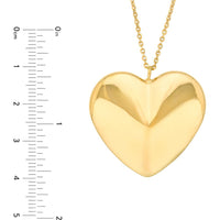 Olas d'Oro - 14K Yellow Gold Puffy Heart Pendant Necklace 18 Inches with Lobster Clasp