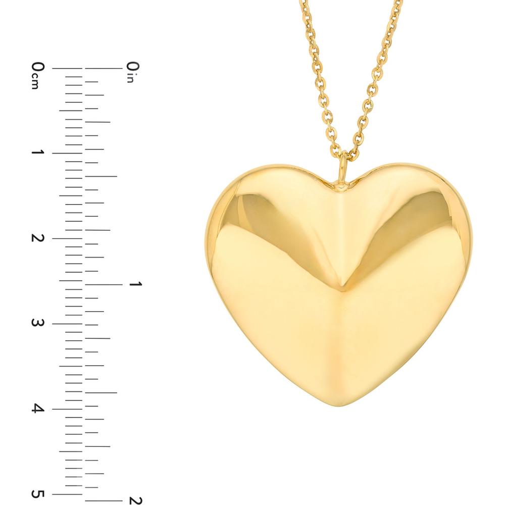 Olas d'Oro - 14K Yellow Gold Puffy Heart Pendant Necklace 18 Inches with Lobster Clasp