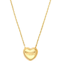 Olas d'Oro - 14K Yellow Gold Puffy Heart Pendant Necklace with 2" Extension - 1.45 Grams Total Weight
