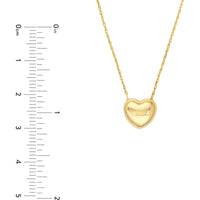 Olas d'Oro - 14K Yellow Gold Puffy Heart Pendant Necklace with 2" Extension - 1.45 Grams Total Weight