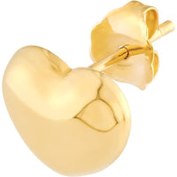 Olas d'Oro - 14K Yellow Gold Puffy Heart Stud Earrings - 1.75 Grams Total Weight
