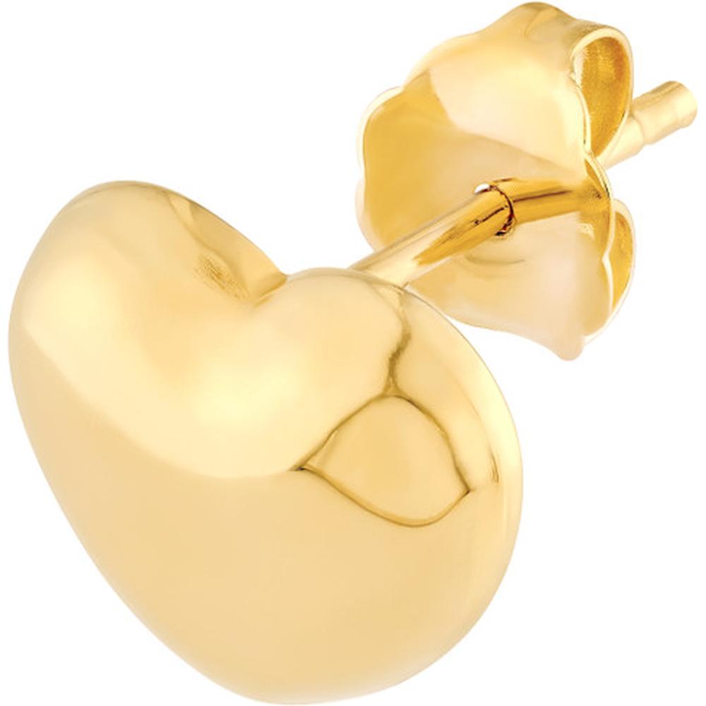 Olas d'Oro - 14K Yellow Gold Puffy Heart Stud Earrings - 1.75 Grams Total Weight