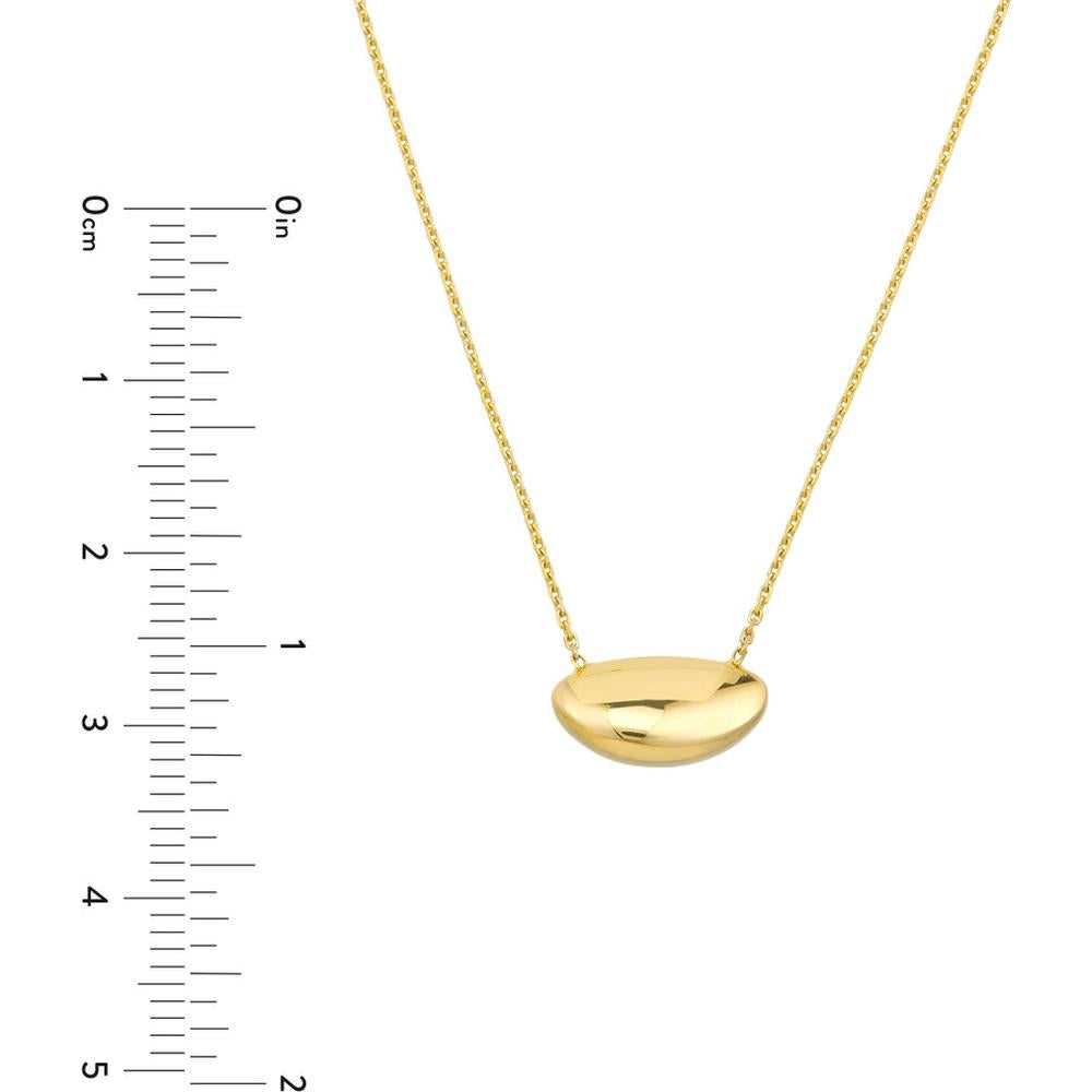 Olas d'Oro - 14K Yellow Gold Puffy Nut-Shaped Pendant Necklace with Adjustable Chain 3.80 Grams Weight