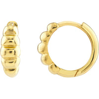 Olas d'Oro - 14K Yellow Gold Puffy Polished Hoops - 13.50mm Diameter, Hinge Closure
