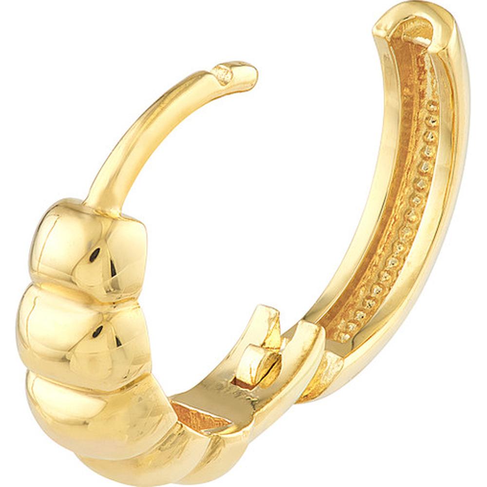 Olas d'Oro - 14K Yellow Gold Puffy Polished Hoops - 13.50mm Diameter, Hinge Closure