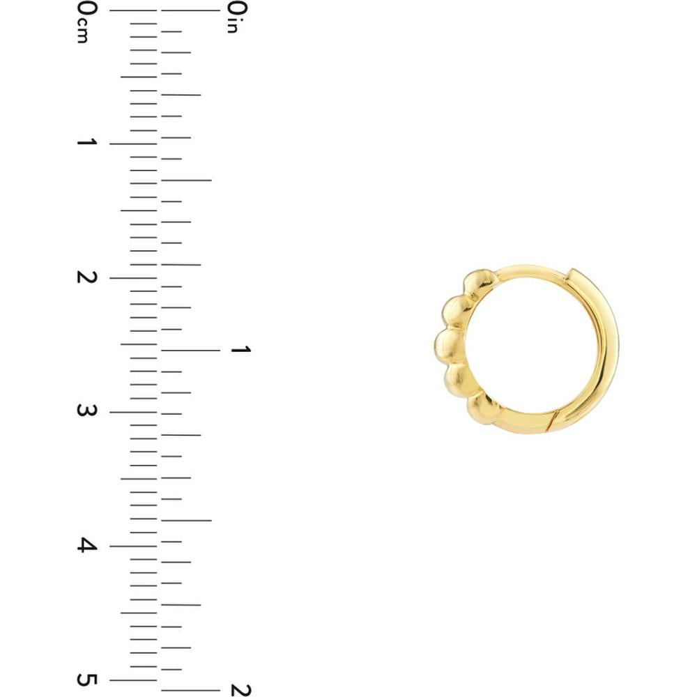 Olas d'Oro - 14K Yellow Gold Puffy Polished Hoops - 13.50mm Diameter, Hinge Closure