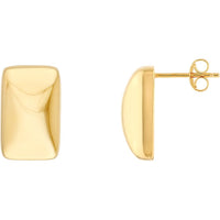 Olas d'Oro - 14K Yellow Gold Puffy Rectangle Geometric Stud Earrings - 4.84 Grams Total Weight