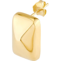 Olas d'Oro - 14K Yellow Gold Puffy Rectangle Geometric Stud Earrings - 4.84 Grams Total Weight