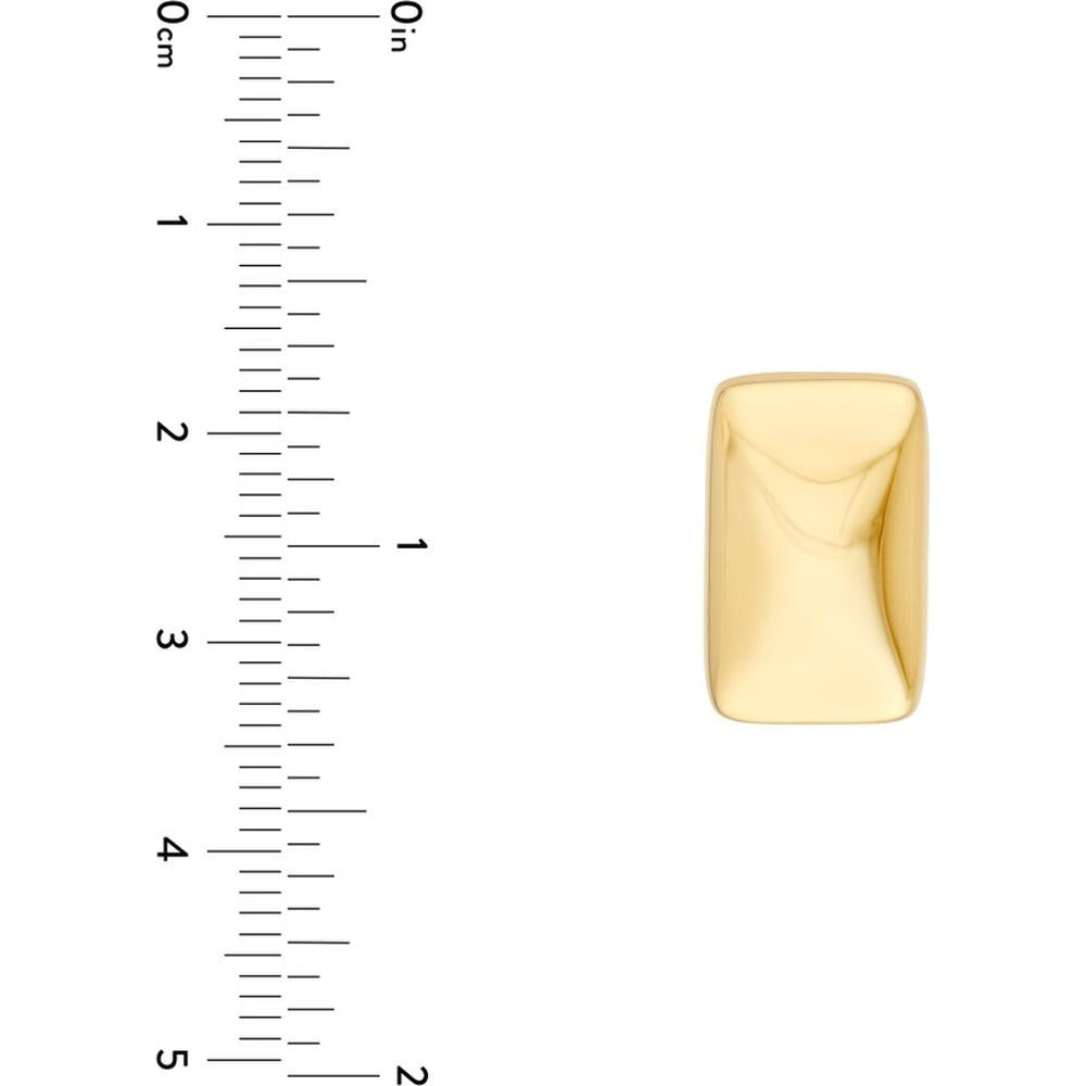 Olas d'Oro - 14K Yellow Gold Puffy Rectangle Geometric Stud Earrings - 4.84 Grams Total Weight