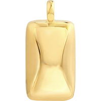 Olas d'Oro - 14K Yellow Gold Puffy Rectangle Pendant with 3D Effect and Smooth Finish