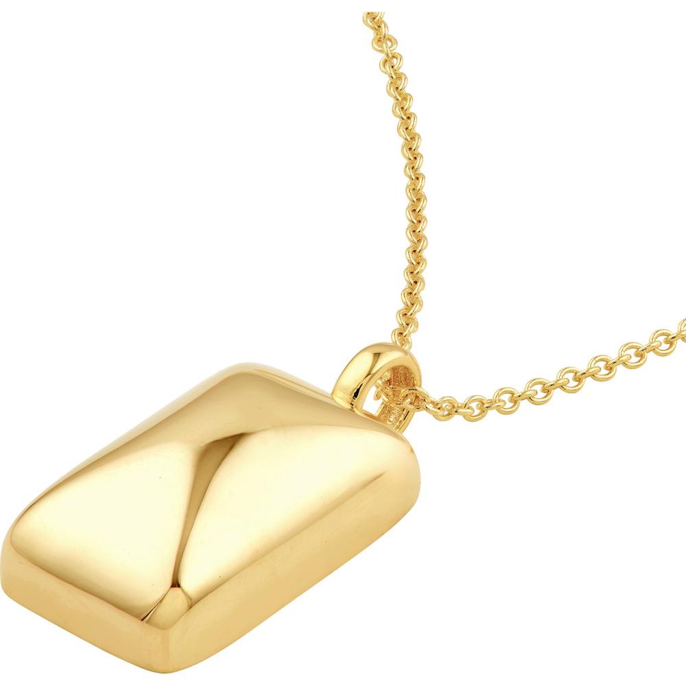 Olas d'Oro - 14K Yellow Gold Puffy Rectangle Pendant with 3D Effect and Smooth Finish