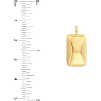 Olas d'Oro - 14K Yellow Gold Puffy Rectangle Pendant with 3D Effect and Smooth Finish