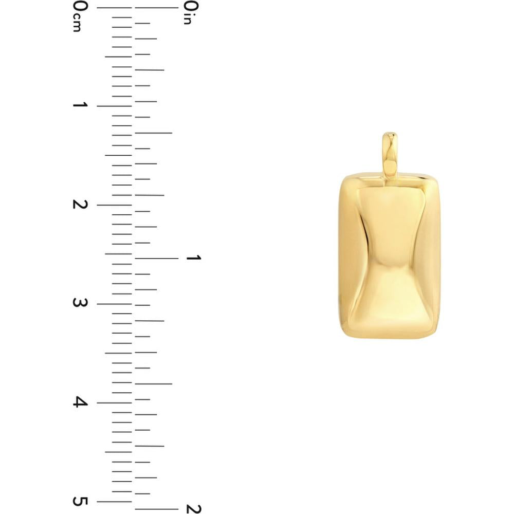 Olas d'Oro - 14K Yellow Gold Puffy Rectangle Pendant with 3D Effect and Smooth Finish