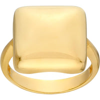 Olas d'Oro - 14K Yellow Gold Puffy Rectangle Ring - Bold Geometric Design, Size 7
