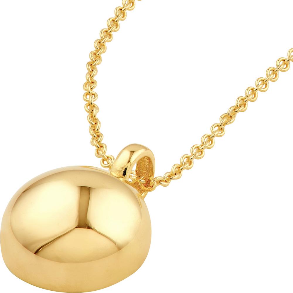 Olas d'Oro - 14K Yellow Gold Puffy Round Pendant with 3D Geometric Design