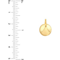 Olas d'Oro - 14K Yellow Gold Puffy Round Pendant with 3D Geometric Design