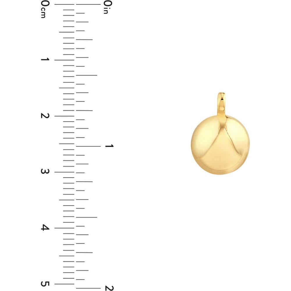 Olas d'Oro - 14K Yellow Gold Puffy Round Pendant with 3D Geometric Design