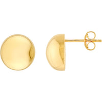 Olas d'Oro - 14K Yellow Gold Puffy Round Stud Earrings - Lightweight and Elegant Design
