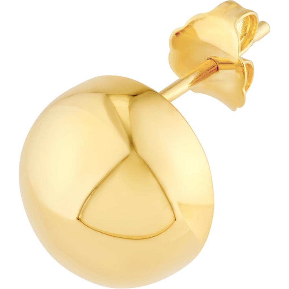 Olas d'Oro - 14K Yellow Gold Puffy Round Stud Earrings - Lightweight and Elegant Design