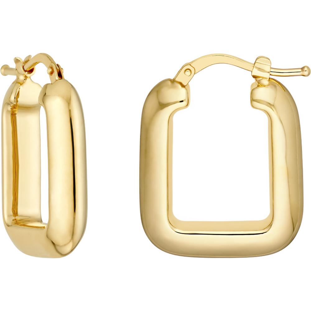Olas d'Oro - 14K Yellow Gold Puffy Square Shape Hoop Earrings - 2.38 Grams Total Weight