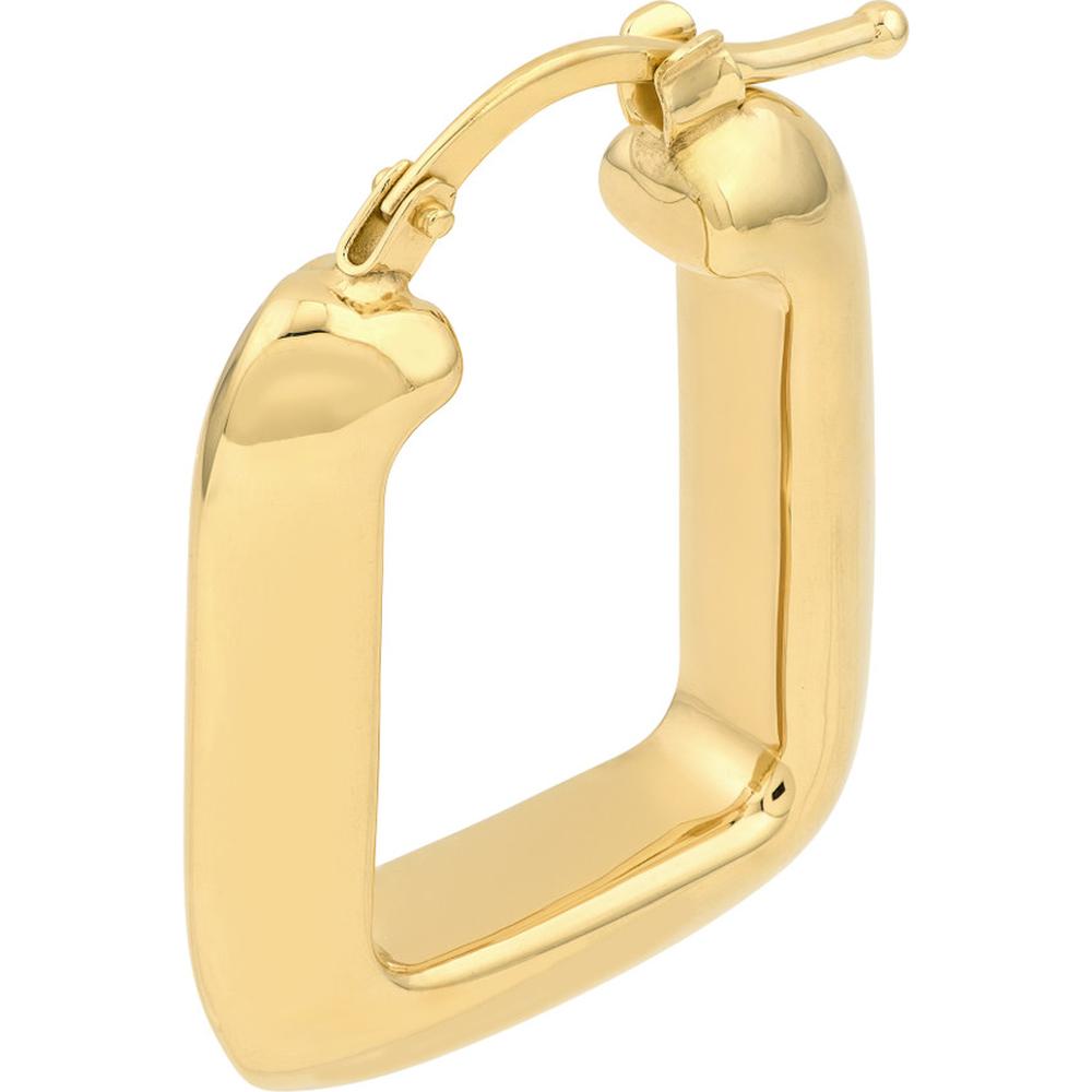 Olas d'Oro - 14K Yellow Gold Puffy Square Shape Hoop Earrings - 2.38 Grams Total Weight