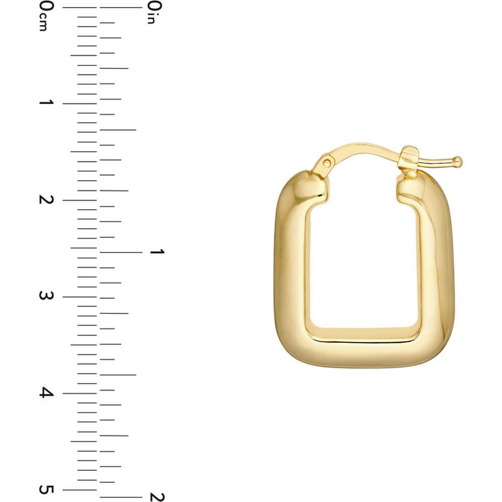 Olas d'Oro - 14K Yellow Gold Puffy Square Shape Hoop Earrings - 2.38 Grams Total Weight