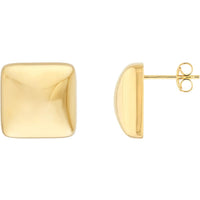 Olas d'Oro - 14K Yellow Gold Puffy Square Stud Earrings - 5.73 Grams Total Weight