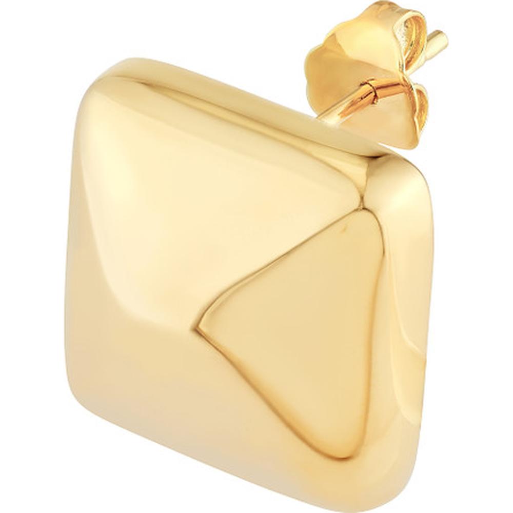 Olas d'Oro - 14K Yellow Gold Puffy Square Stud Earrings - 5.73 Grams Total Weight