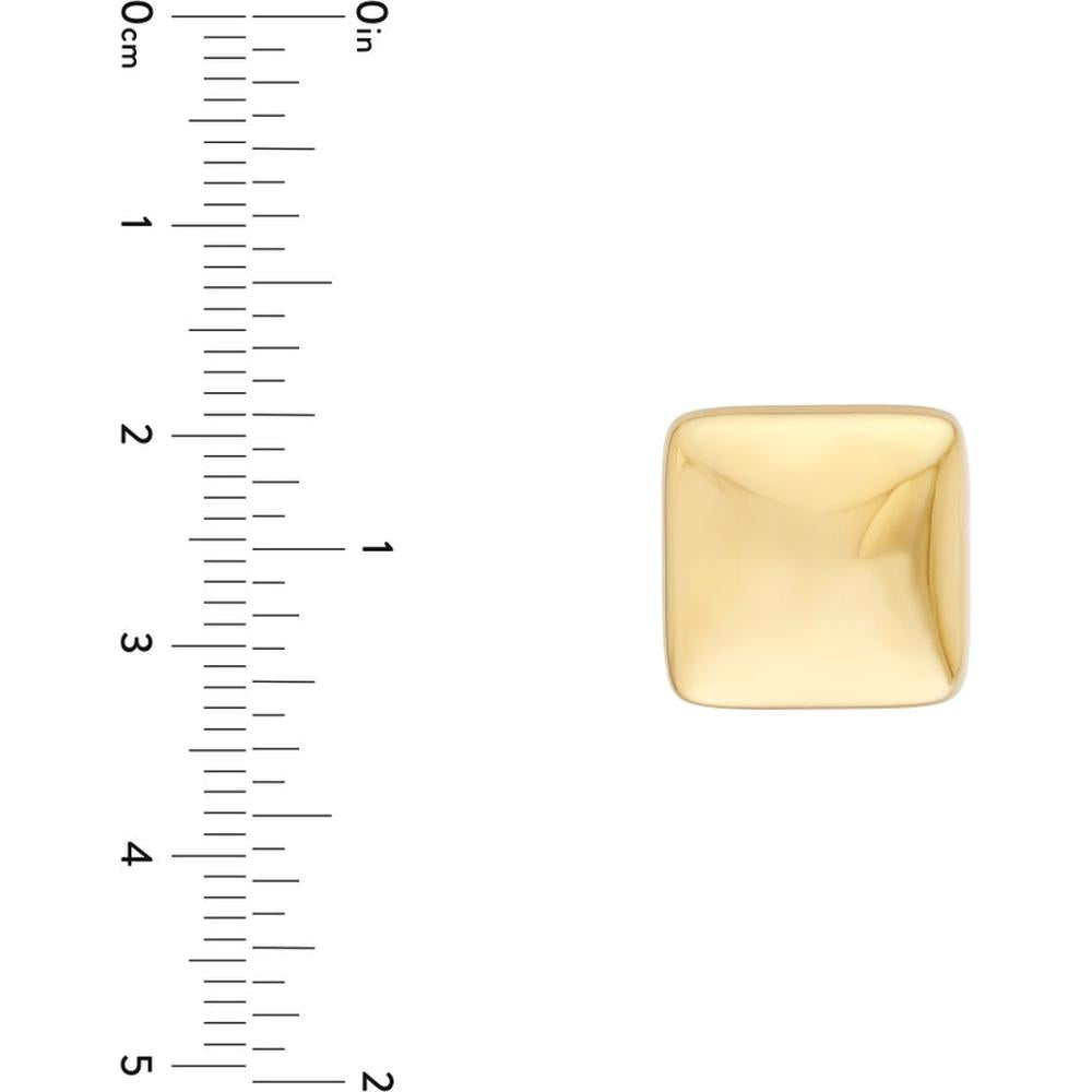 Olas d'Oro - 14K Yellow Gold Puffy Square Stud Earrings - 5.73 Grams Total Weight