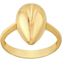 Olas d'Oro - 14K Yellow Gold Puffy Teardrop Ring Size 8 Elegant Solid Gold Design