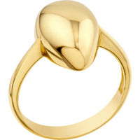 Olas d'Oro - 14K Yellow Gold Puffy Teardrop Ring Size 8 Elegant Solid Gold Design