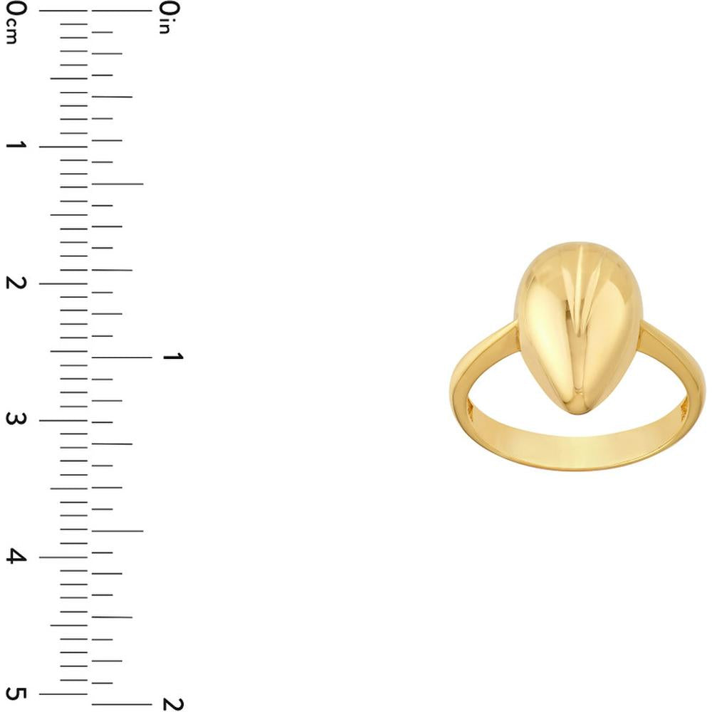 Olas d'Oro - 14K Yellow Gold Puffy Teardrop Ring Size 8 Elegant Solid Gold Design