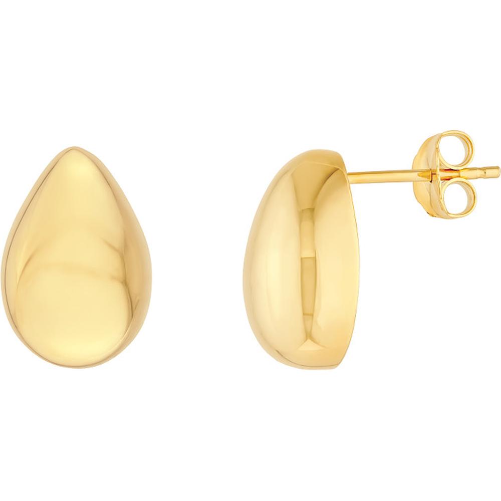 Olas d'Oro - 14K Yellow Gold Puffy Teardrop Stud Earrings 4.07 Grams Total Weight