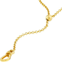Olas d'Oro - 14K Yellow Gold Pull Over Rolo Lariat Necklace with Silicon Bead Closure
