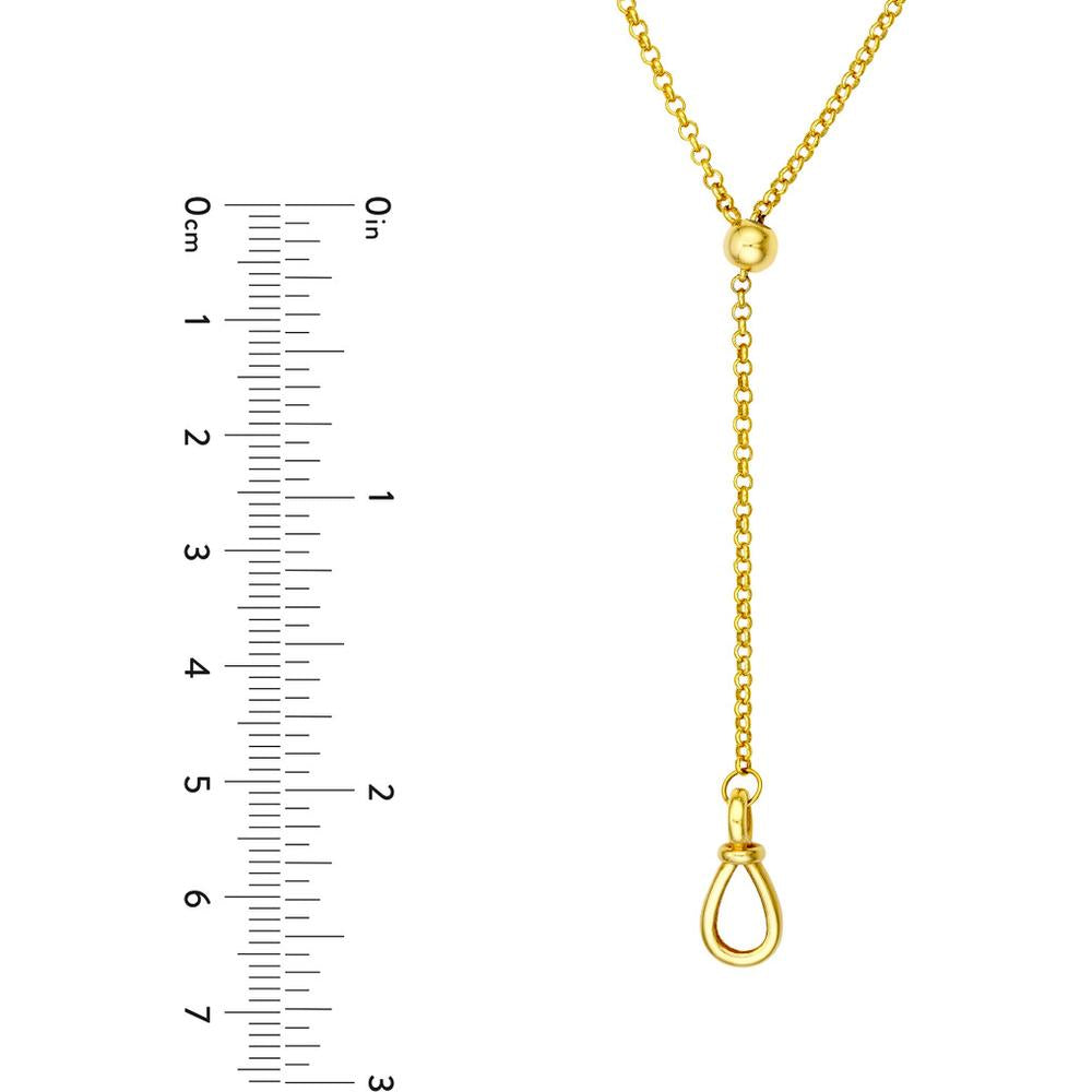 Olas d'Oro - 14K Yellow Gold Pull Over Rolo Lariat Necklace with Silicon Bead Closure