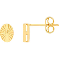 Olas d'Oro - 14K Yellow Gold Radiant Oval Stud Earrings with Fluted Texture