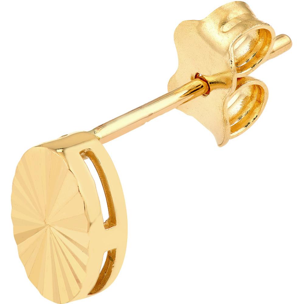 Olas d'Oro - 14K Yellow Gold Radiant Oval Stud Earrings with Fluted Texture