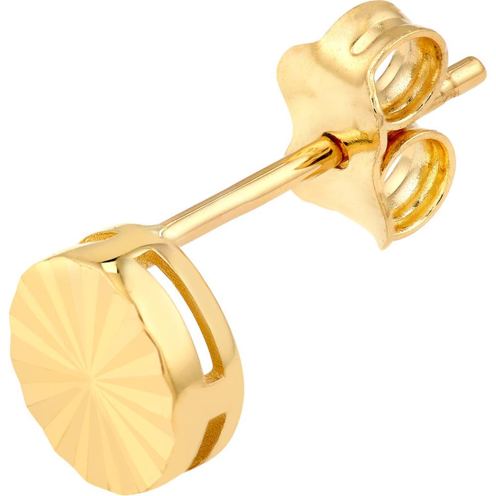 Olas d'Oro - 14K Yellow Gold Radiant Round Stud Earrings with Fluted Texture