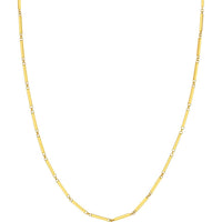 Olas d'Oro - 14K Yellow Gold Rectangle Bar Station Chain Bracelet - 7.25" Length